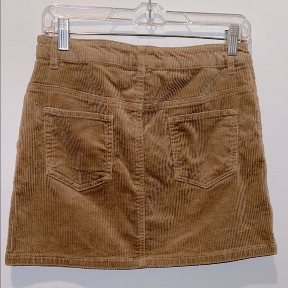 Zipper Brown Corduroy Mini Pencil Skirt - Picture 5 of 8